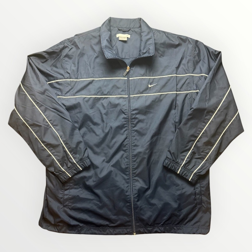 Nike Vintage Windbreaker Jacket Navy Blue Full Zip Swoosh XXL